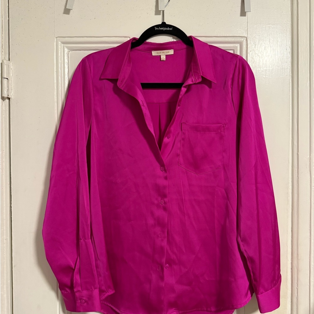 Pink Notched Collar Button Down Shirt